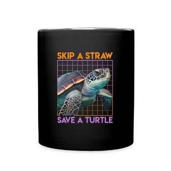 Rettet die Schildkröten Save the Ocean Umweltliebe - Tasse einfarbig - Schwarz - Vorne