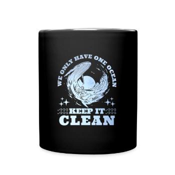 Keep it Clean Save the Ocean Umweltschutz - Tasse einfarbig - Schwarz - Vorne