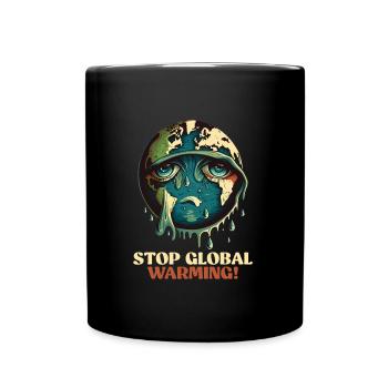 Erderwärmung Rette die Erde Artenschutz - Tasse einfarbig - Schwarz - Vorne
