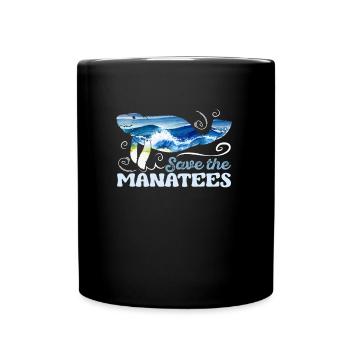 Save the Ocean Manatee Species Protection Endangered Animals - Full Colour Mug - black - Front