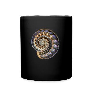 Fibonacci Spirale, Muschel, Goldener Schnitt - Tasse einfarbig - Schwarz - Vorne