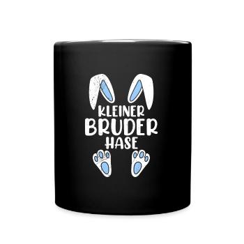 Bruder Hase Osterhasen Osterfreunde Kinder - Tasse einfarbig - Schwarz - Vorne