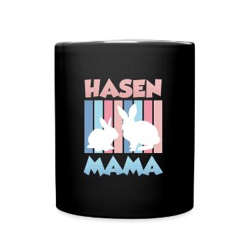Hasen Mama Hase Osterhasen Osterfreunde Ostern - Tasse einfarbig - Schwarz - Vorne