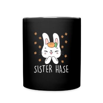 Osterhasen Schwester Easter Bunny Cute - Tasse einfarbig - Schwarz - Vorne
