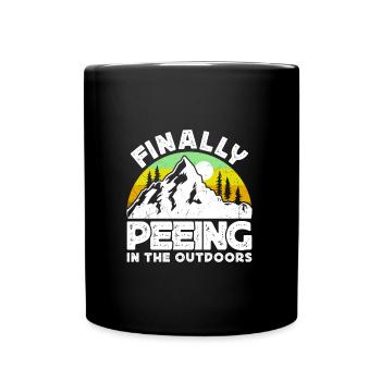 I love peeing outside hikers funny mountains - Full Colour Mug - black - Front