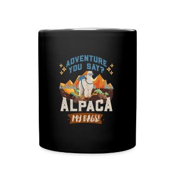 Alpaca my Bags Wandern lustig Bergfan Wanderer - Tasse einfarbig - Schwarz - Vorne
