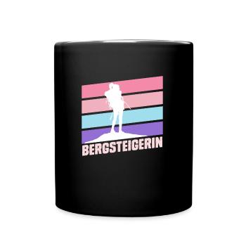 Bergsteigerin klettern Bergkraxlerin Wandern Berge - Tasse einfarbig - Schwarz - Vorne