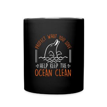Keep it Clean Save the Ocean Artenschutz Umwelt - Tasse einfarbig - Schwarz - Vorne