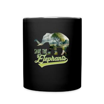 Save the Elephants Species Conservation Endangered Species - Full Colour Mug - black - Front