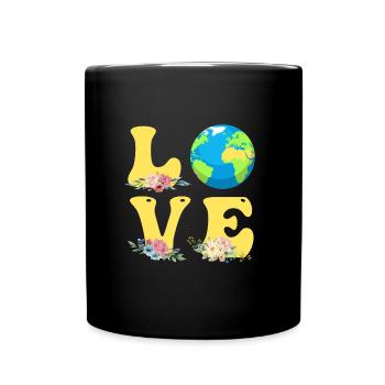 Save the Earth LOVE Mission Earth Environmental Protection - Full Colour Mug - black - Front
