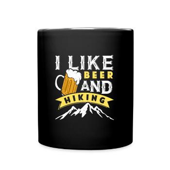 Hiking Beer Fan I like Beer and Hiking Funny - Full Colour Mug - black - Front