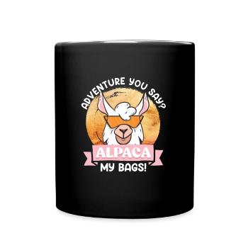 Alpaca my Bags lustig Bergsteiger Bergfan - Tasse einfarbig - Schwarz - Vorne