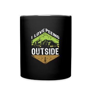 I love peeing outside hikers funny mountains - Full Colour Mug - black - Front