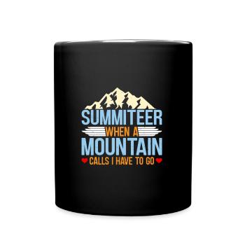 Bergsteiger Wenn Berg ruft muss ich gehen - Tasse einfarbig - Schwarz - Vorne