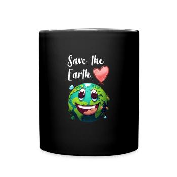 Save the Earth Umweltschutz und Artenschutz - Tasse einfarbig - Schwarz - Vorne