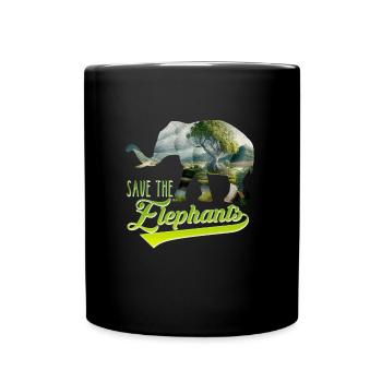 Save the Elephants Species Conservation Endangered Species - Full Colour Mug - black - Front