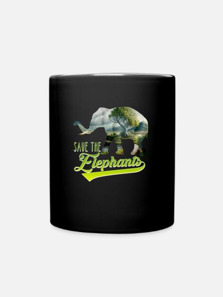 Save the Elephants Artenschutz bedrohte Arten - Tasse einfarbig - Schwarz