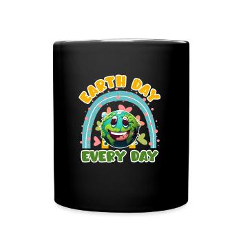 Mission Earth Environmental Protection Earth Day is Every Day - Full Colour Mug - black - Front