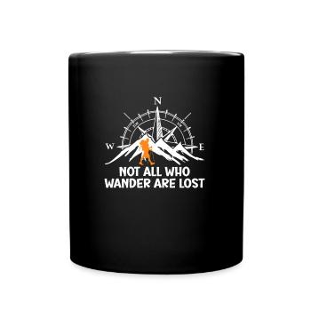 Wanderer lustig Bergsteiger Hiking - Tasse einfarbig - Schwarz - Vorne
