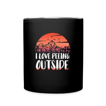 I love peeing outside hikers funny mountains - Full Colour Mug - black - Front