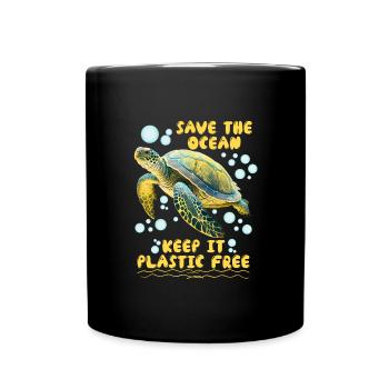 Rettet die Schildkröten Save the Ocean Artenschutz - Tasse einfarbig - Schwarz - Vorne