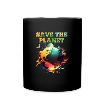 Rettet den Planeten Erde Klima und Natur - Tasse einfarbig - Schwarz - Vorne