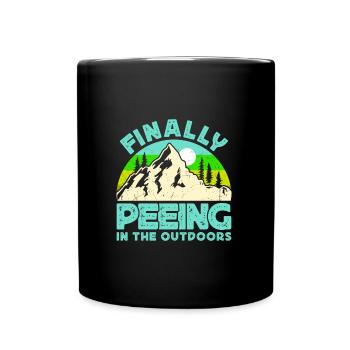 I love peeing outside hikers funny mountains - Full Colour Mug - black - Front