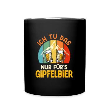 Wanderer lustig Bierfan Gipfelbier Summit - Tasse einfarbig - Schwarz - Vorne