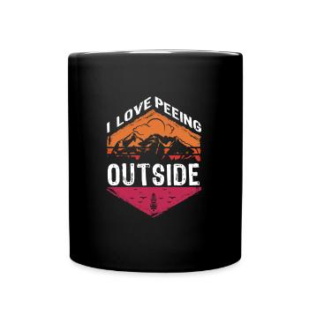 I love peeing outside hikers funny mountains - Full Colour Mug - black - Front