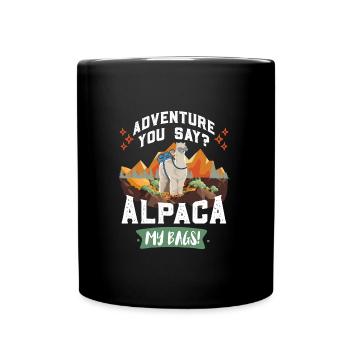 Alpaca my Bags Wandern lustig Bergfan Wanderer - Tasse einfarbig - Schwarz - Vorne