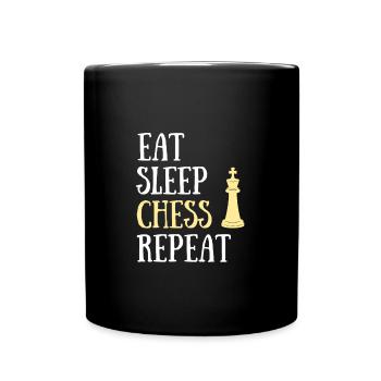 eat sleep chess humor game chess man gift - Full Colour Mug - black - Front