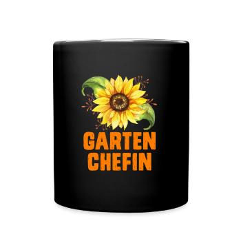 Garten Chefin Sonnenblumen Gartenfreundin - Tasse einfarbig - Schwarz - Vorne