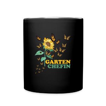 Garten Chefin Sonnenblumen Gartenfreundin Blumen - Tasse einfarbig - Schwarz - Vorne