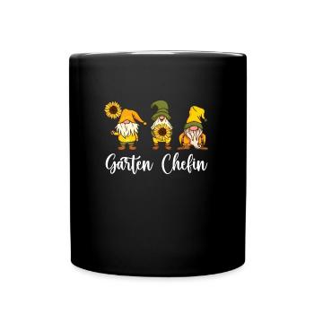 Garten Chefin Sonnenblumen Gartenzwerge - Tasse einfarbig - Schwarz - Vorne