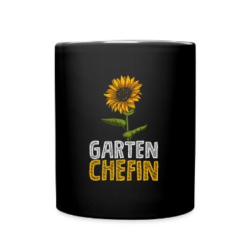 Garten Chefin Sonnenblumen Gartenfreundin - Tasse einfarbig - Schwarz - Vorne