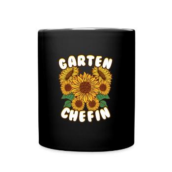 Garten Chefin Sonnenblumen Gartenfreundin - Tasse einfarbig - Schwarz - Vorne