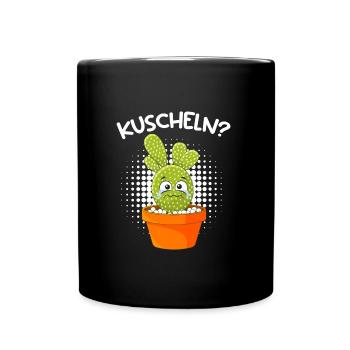Kuscheln ? Kakteen Sukkulenten Kaktus love - Tasse einfarbig - Schwarz - Vorne