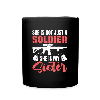 Brüder Militär Fan Soldaten Schwestern USA - Tasse einfarbig - Schwarz - Vorne