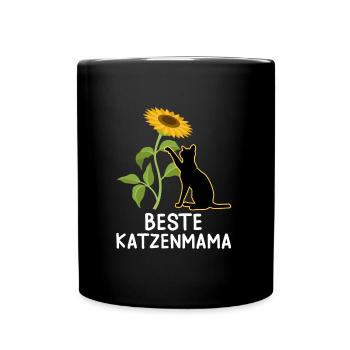 Beste Katzenmama I love Cats Katzenhalter - Tasse einfarbig - Schwarz - Vorne