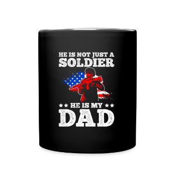 Stolzer Sohn USA Soldaten Militär Familie Amerika - Tasse einfarbig - Schwarz - Vorne