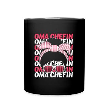 Oma und Chefin Grandma Muttertag Omi - Tasse einfarbig - Schwarz - Vorne