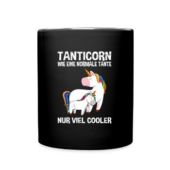 Einhorn cool Muttertag Tanten Einhörner - Tasse einfarbig - Schwarz - Vorne