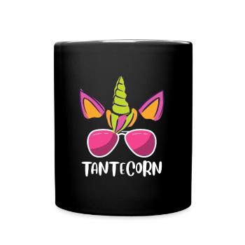Tanticorn Einhorn Tanten Muttertag Unicorn - Tasse einfarbig - Schwarz - Vorne