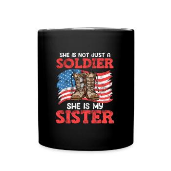 Proud Brother Air Force Soldier Army Fan - Full Colour Mug - black - Front