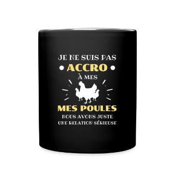 accro poules homme humour poule cadeau poulailler - Mug uni - noir - Devant