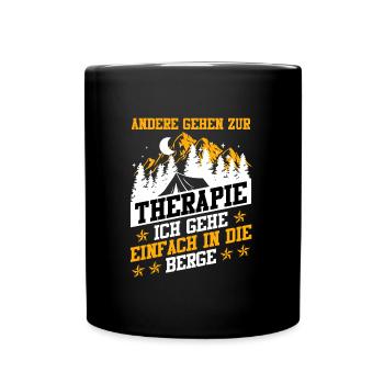Andere gehen zur Therapie Ich geh in die Berge - Tasse einfarbig - Schwarz - Vorne