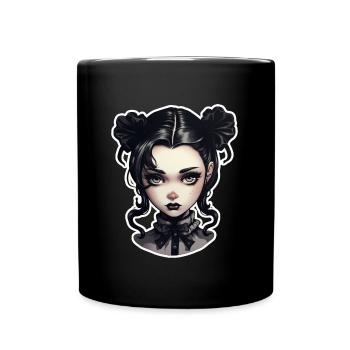 Goth Girl Gothic Süß Vampir Mystisch - Tasse einfarbig - Schwarz - Vorne