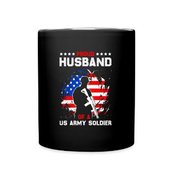 Soldaten Militär Fan Stolzer Ehemann Army - Tasse einfarbig - Schwarz - Vorne