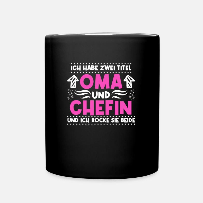 Oma und Chefin Grandma Muttertag Mütter - Tasse einfarbig - Schwarz