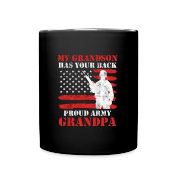 Stolzer Opa Soldaten Enkel Army Fan Amerika - Tasse einfarbig - Schwarz - Vorne